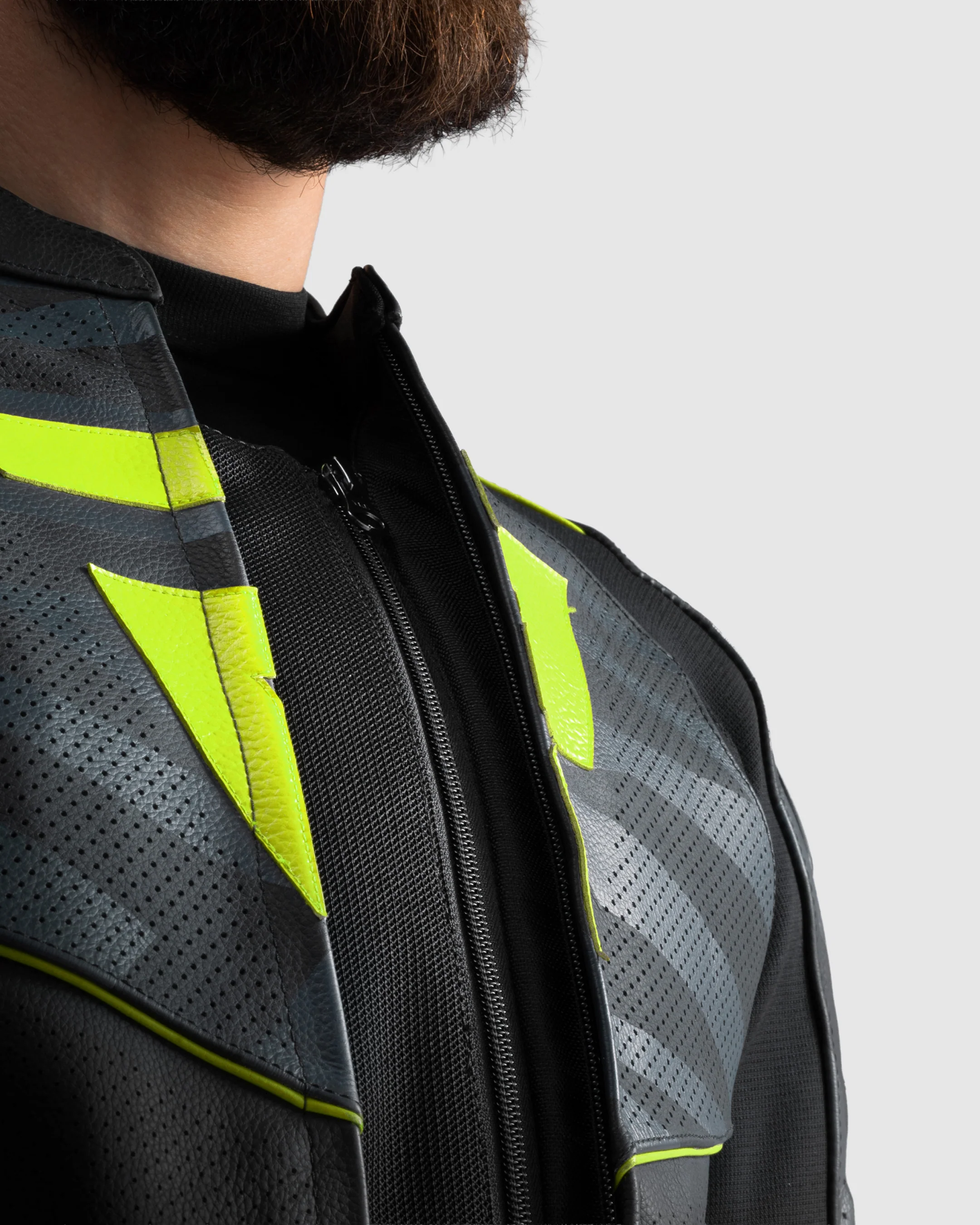 Vandal 2 Motorcycle Leather Jacket Fluo Yellow - Image 6