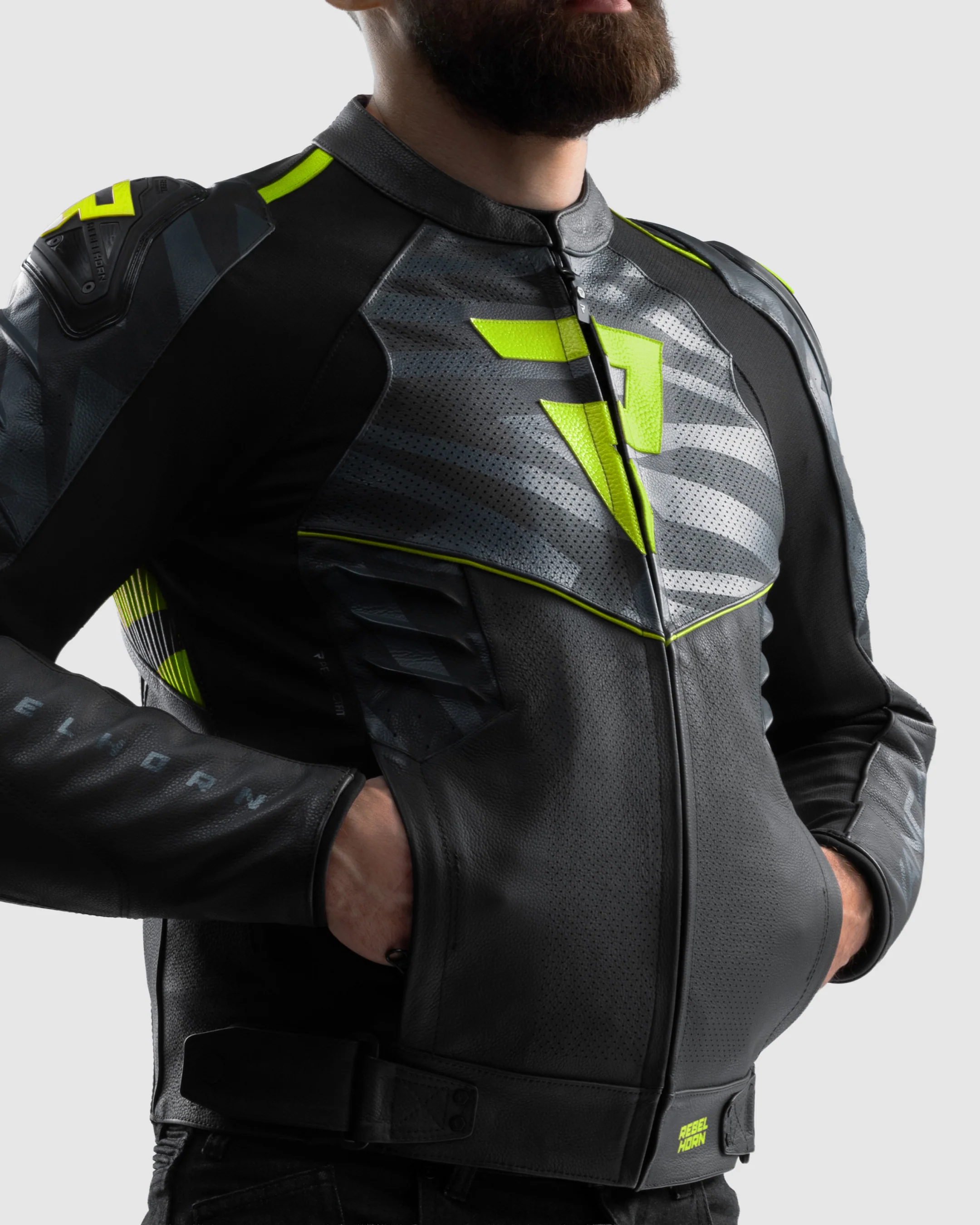 Vandal 2 Motorcycle Leather Jacket Fluo Yellow - Image 7