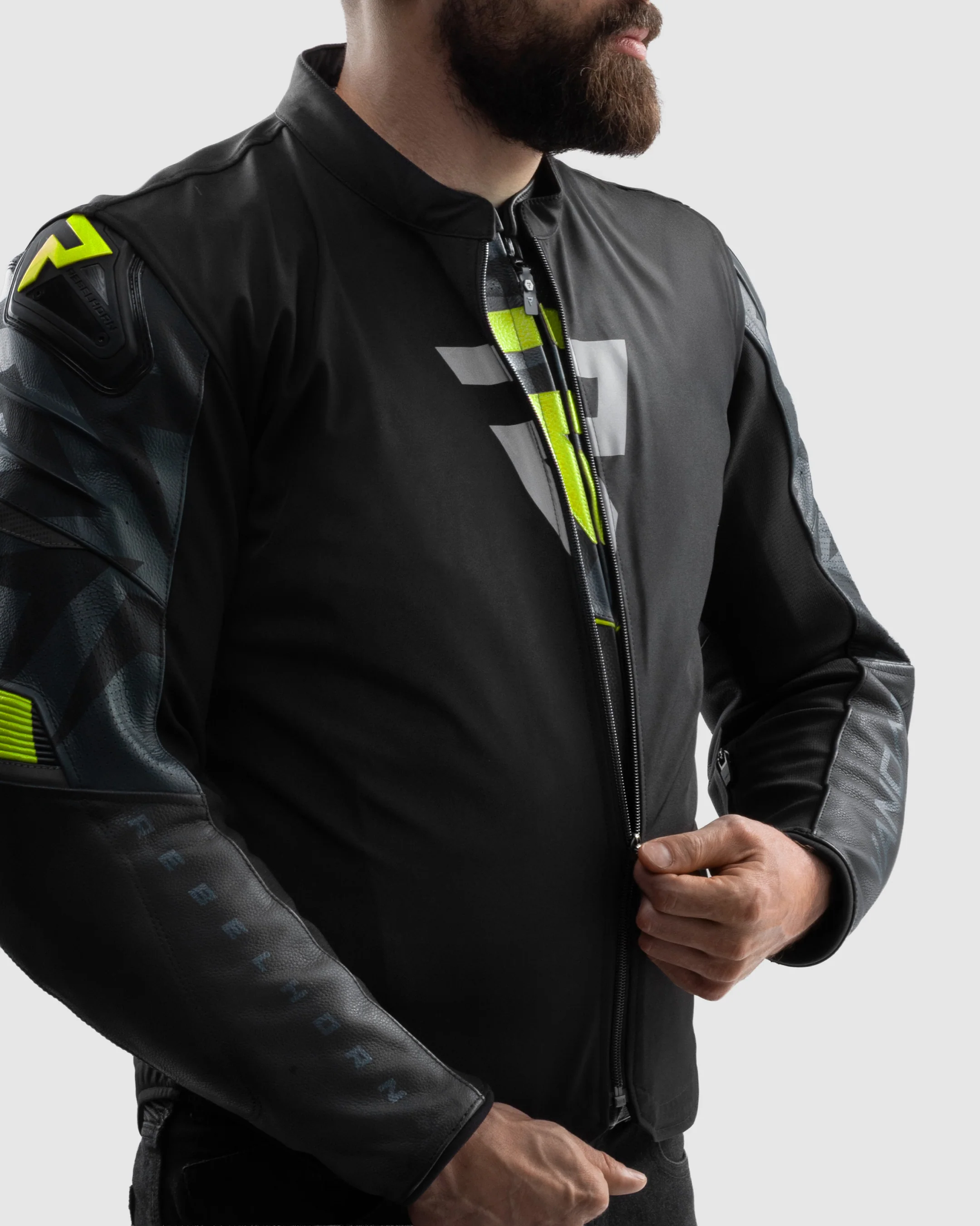 Vandal 2 Motorcycle Leather Jacket Fluo Yellow - Image 8