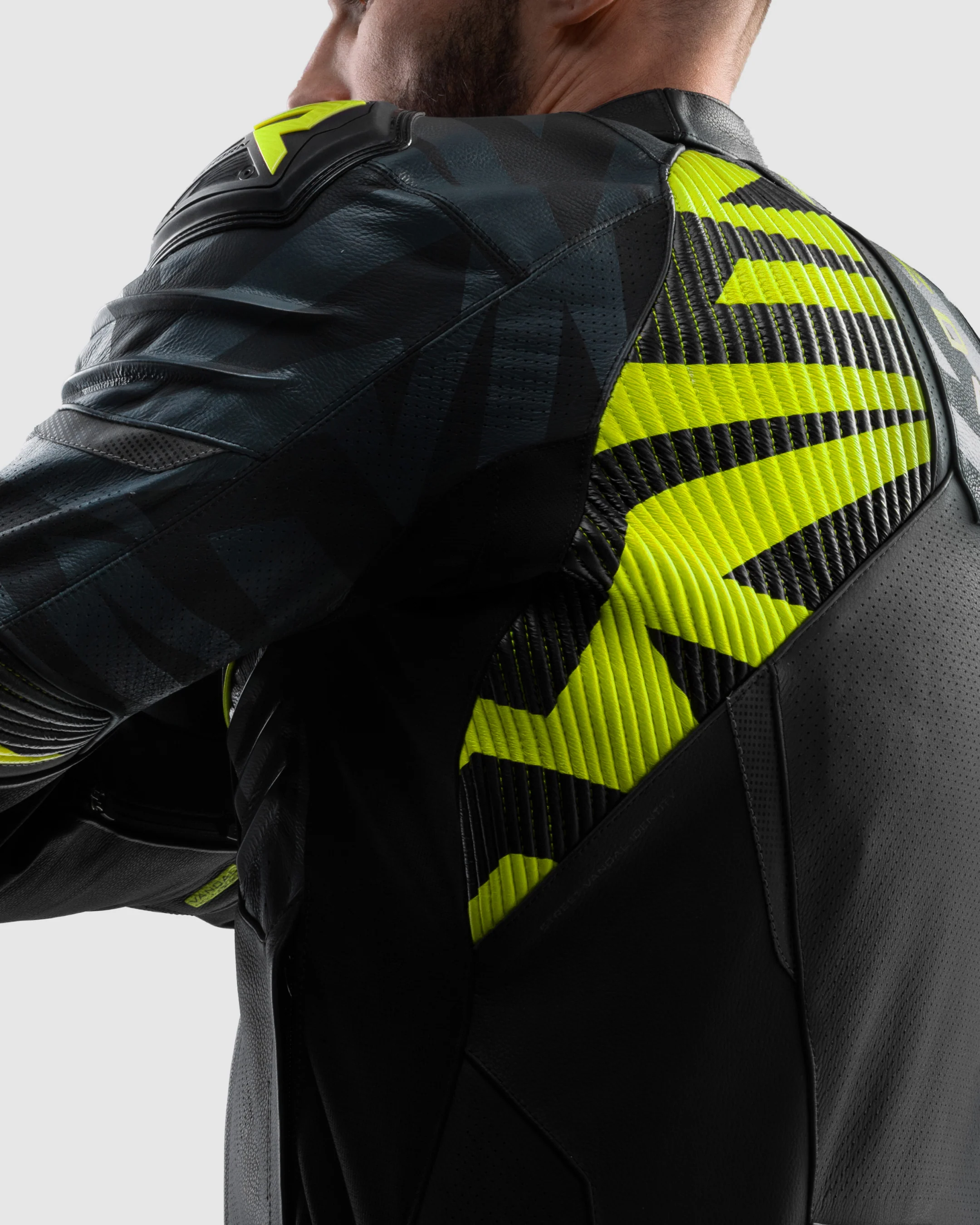 Vandal 2 Motorcycle Leather Jacket Fluo Yellow - Image 9