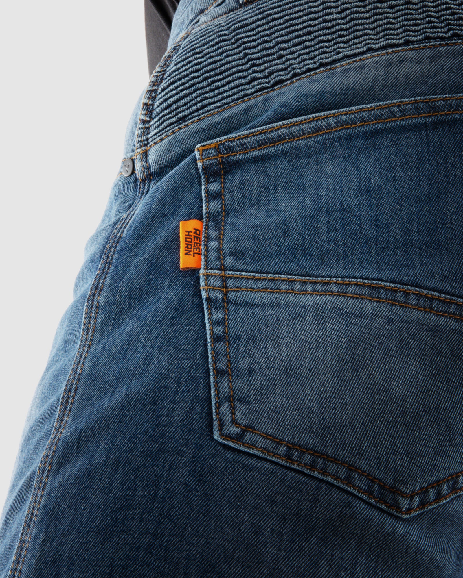 Vandal Motorcycle Jeans Monolayer Washed Blue - Image 12
