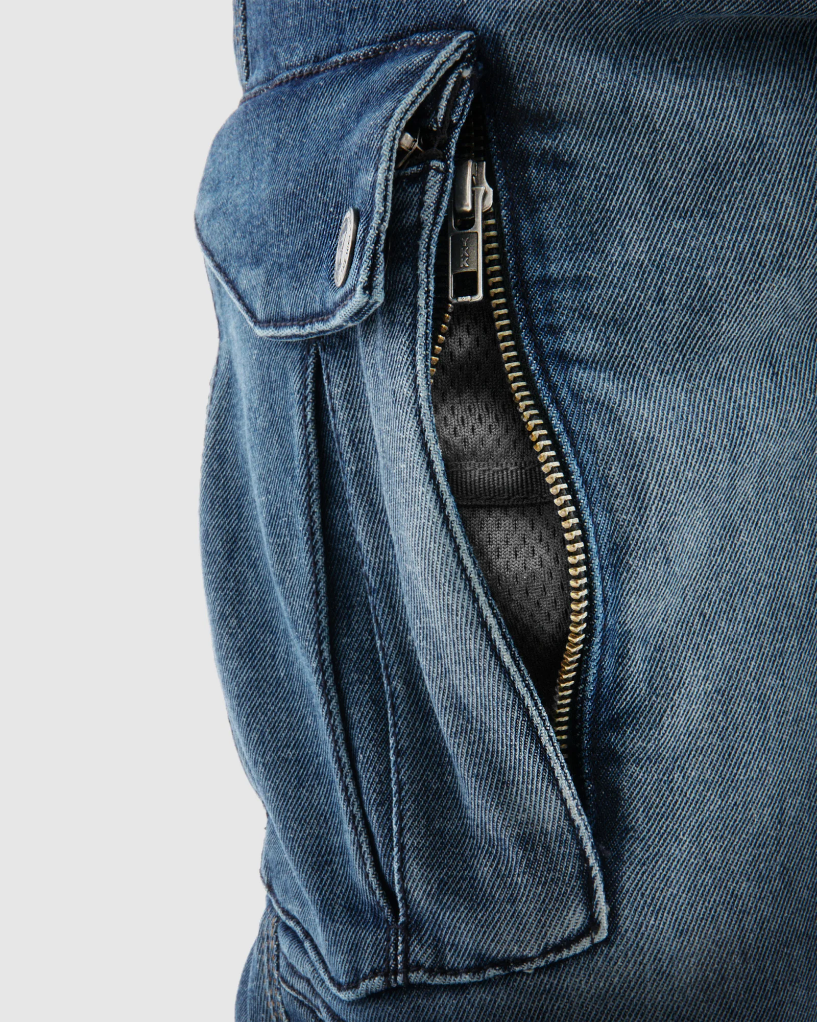 Vandal Motorcycle Jeans Monolayer Washed Blue - Image 5