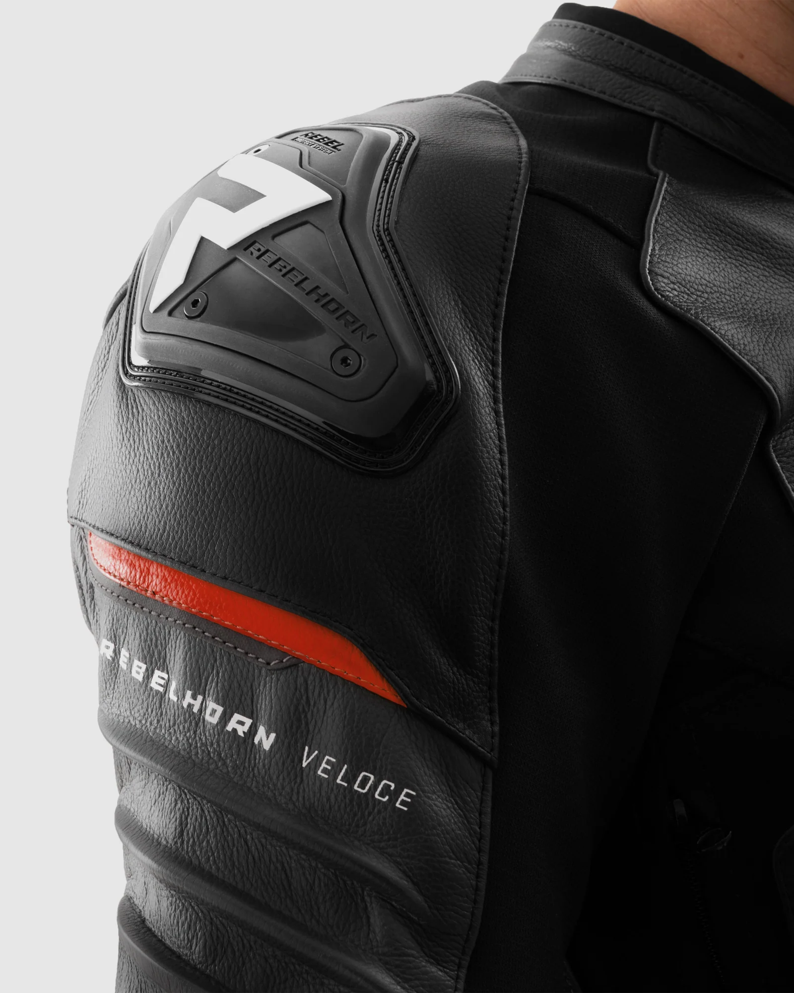 Veloce Leather Motorcycle Jacket Grey Red - Image 13