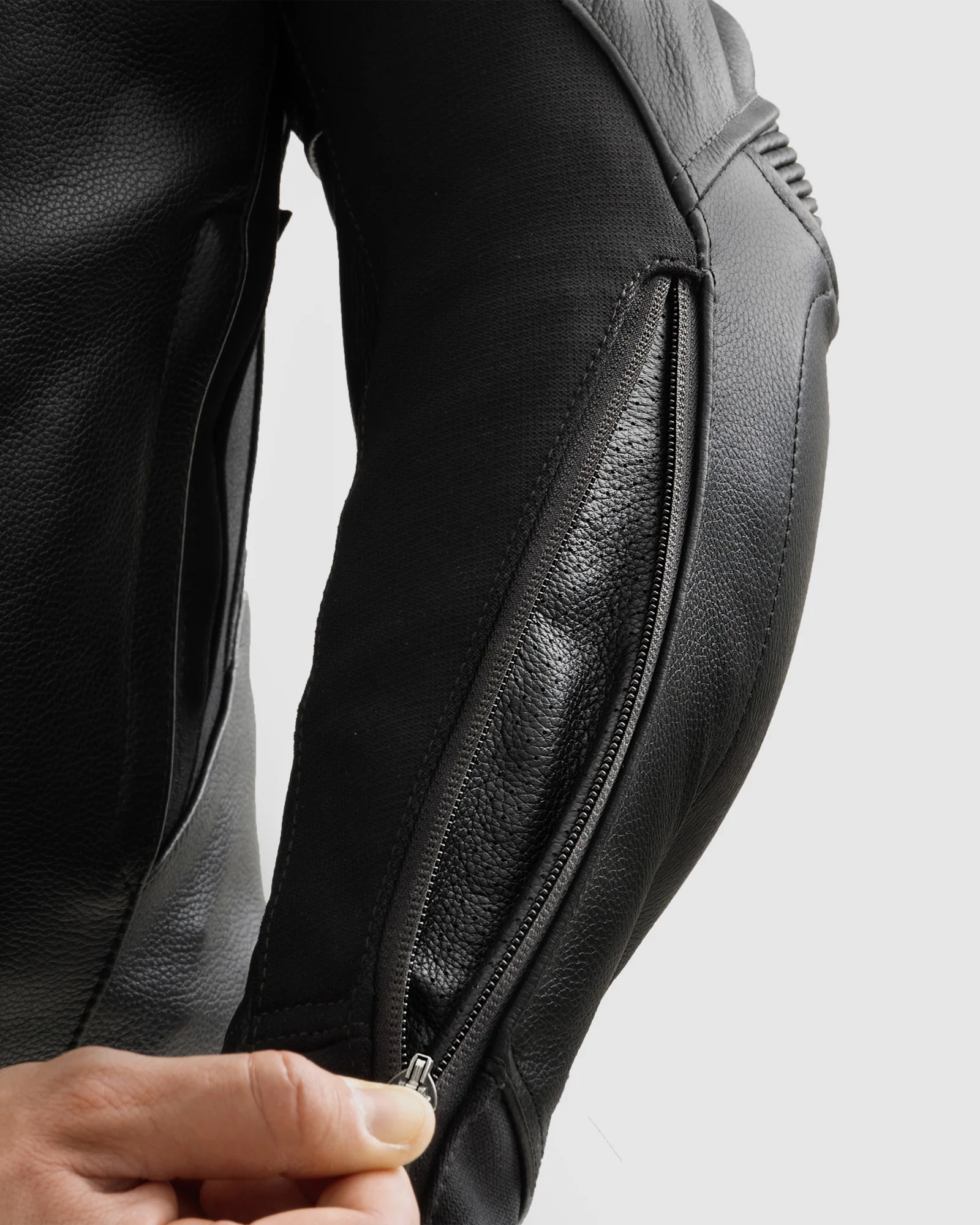 Veloce Leather Motorcycle Jacket Grey Red - Image 7