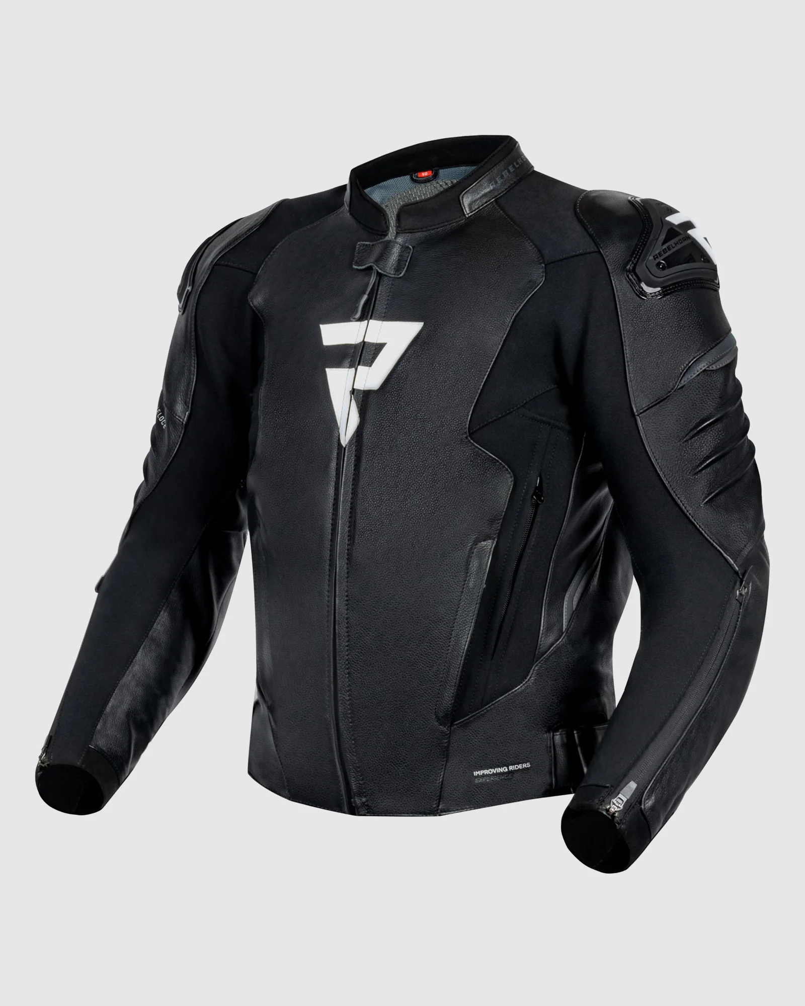 Veloce Leather Motorcycle Jacket Black White