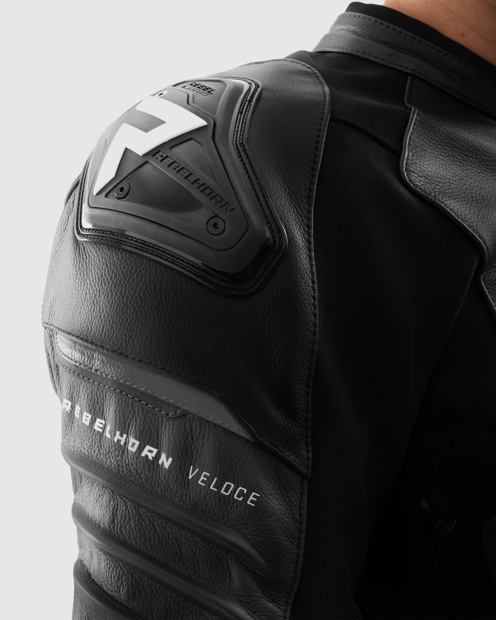 Veloce Leather Motorcycle Jacket Black White - Image 13