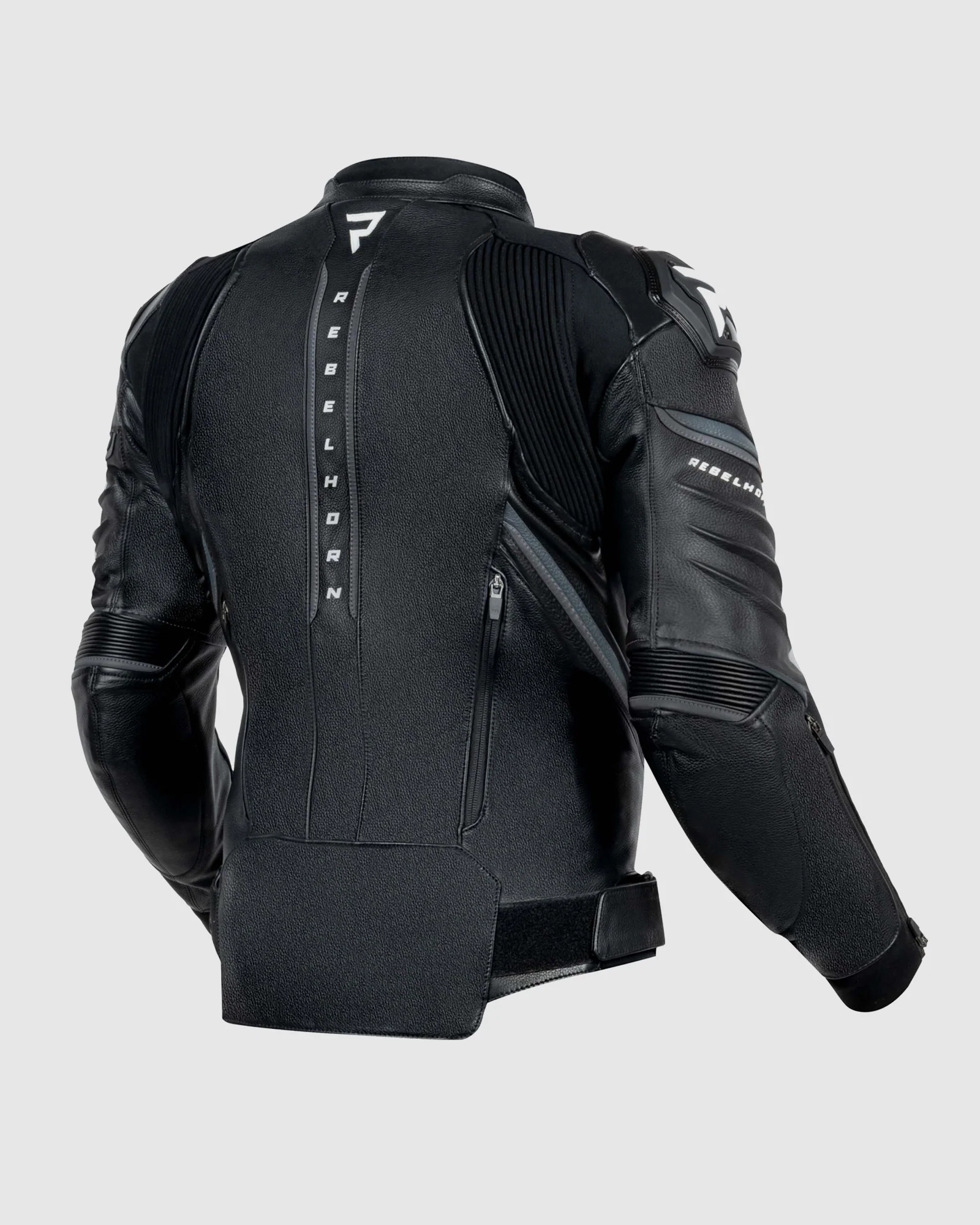 Veloce Leather Motorcycle Jacket Black White - Image 2