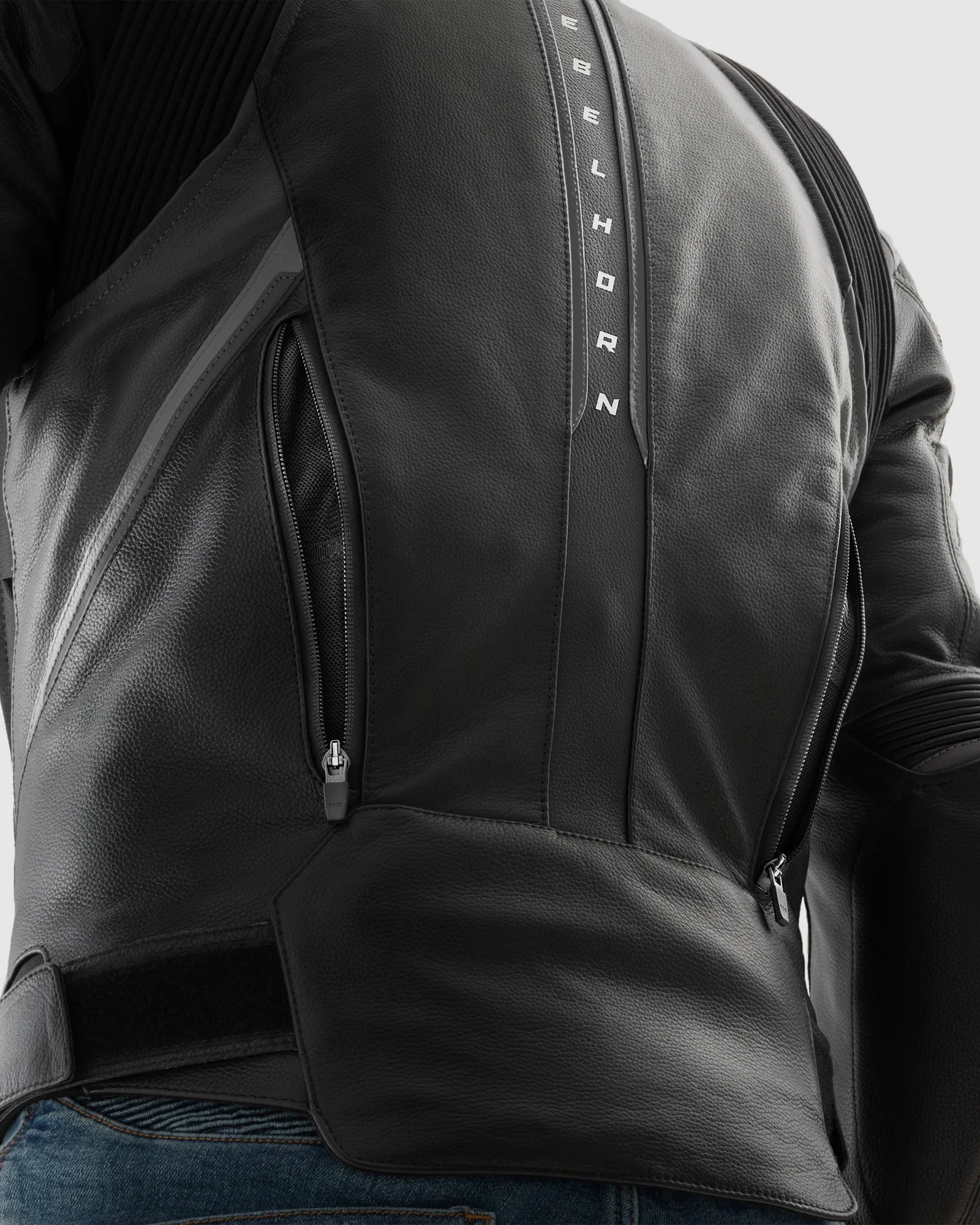 Veloce Leather Motorcycle Jacket Black White - Image 5