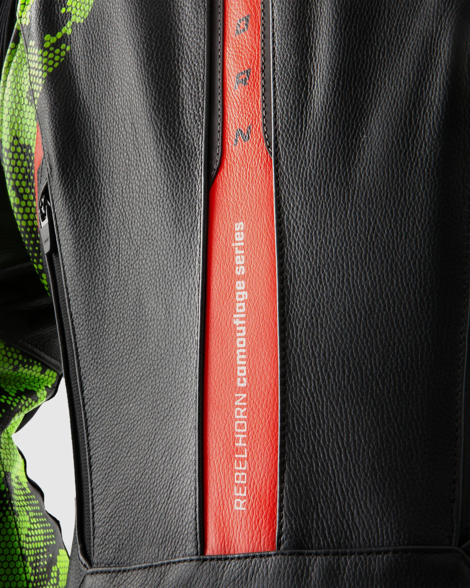 Veloce Leather Motorcycle Jacket Camo Green - Image 13
