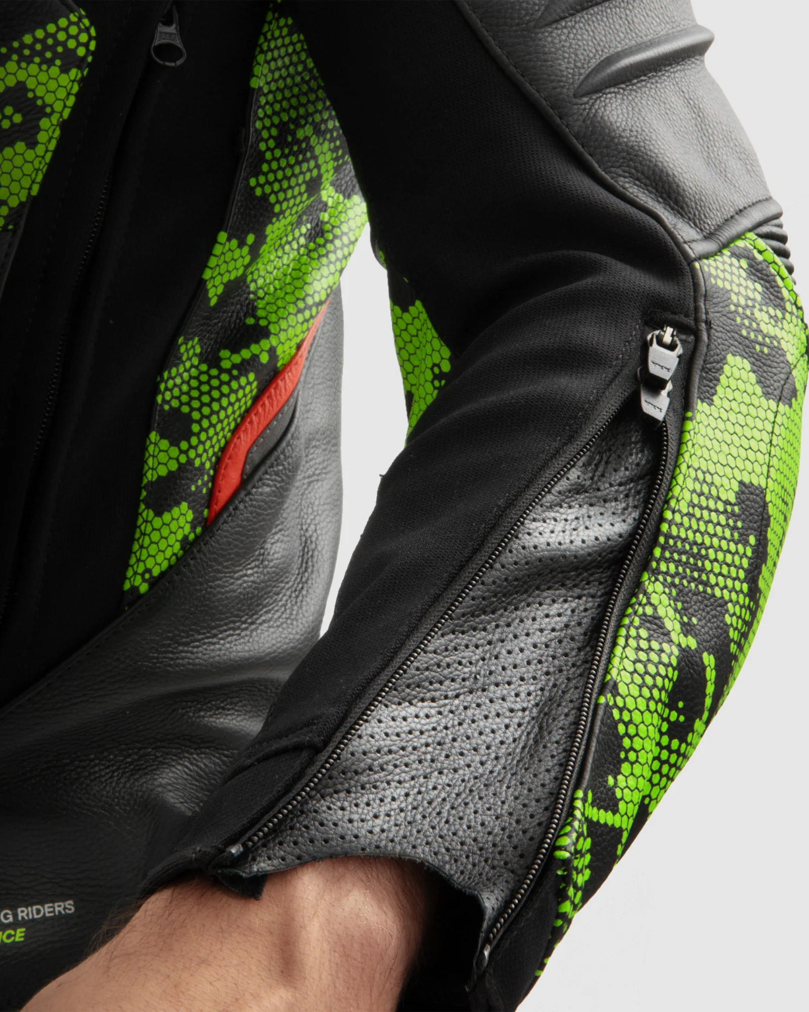 Veloce Leather Motorcycle Jacket Camo Green - Image 8