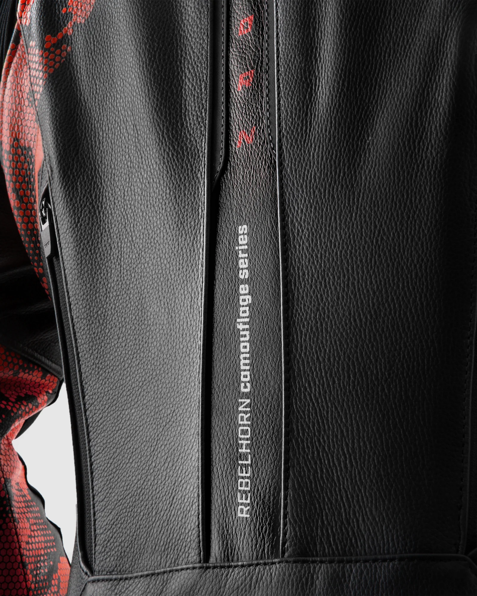 Veloce Leather Motorcycle Jacket Camo Red - Image 13