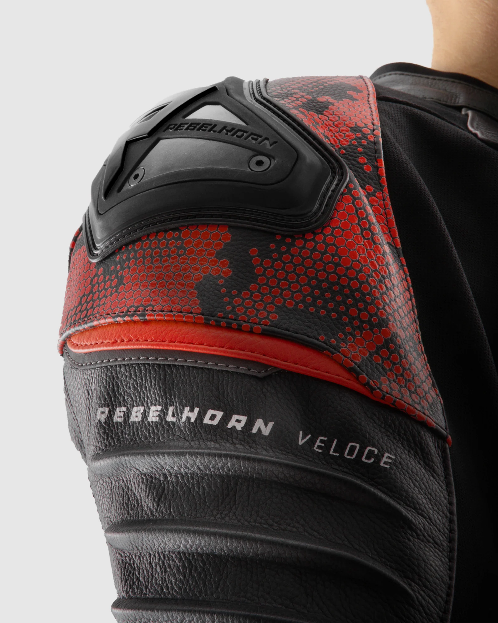 Veloce Leather Motorcycle Jacket Camo Red - Image 15