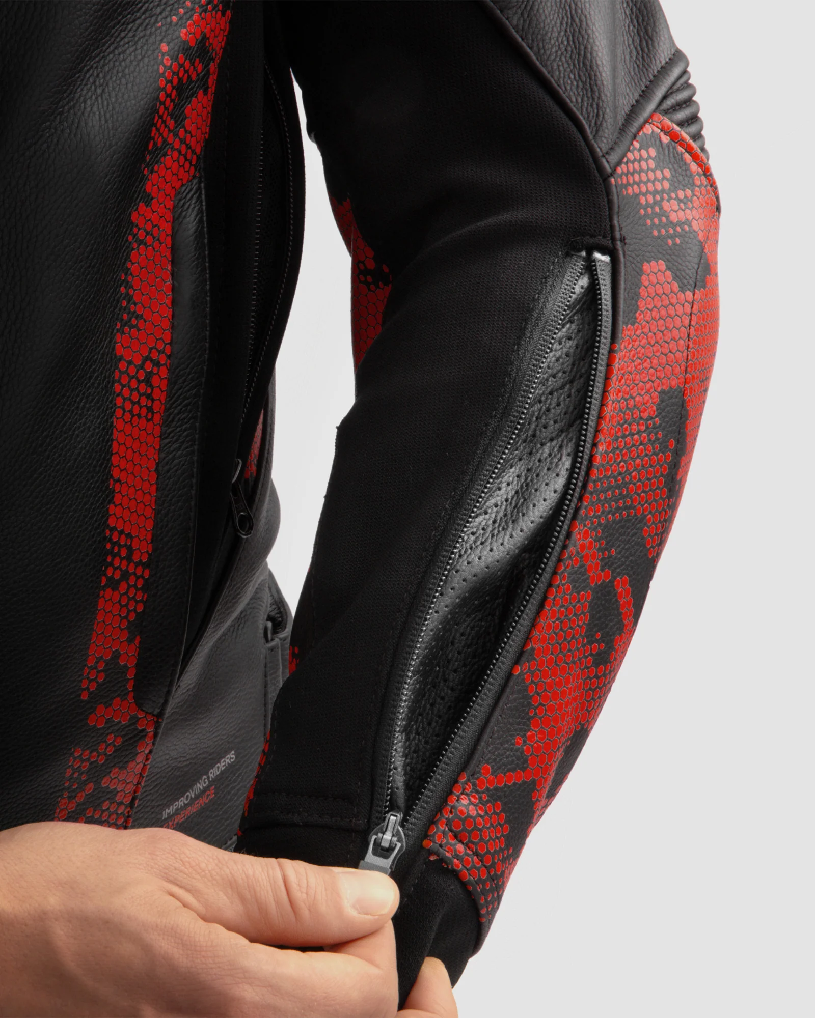 Veloce Leather Motorcycle Jacket Camo Red - Image 5