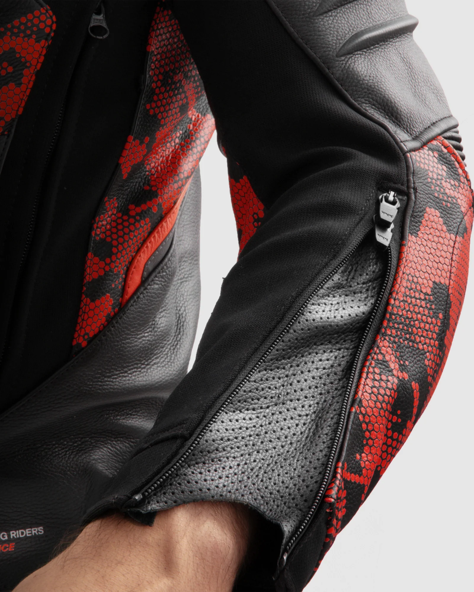Veloce Leather Motorcycle Jacket Camo Red - Image 8