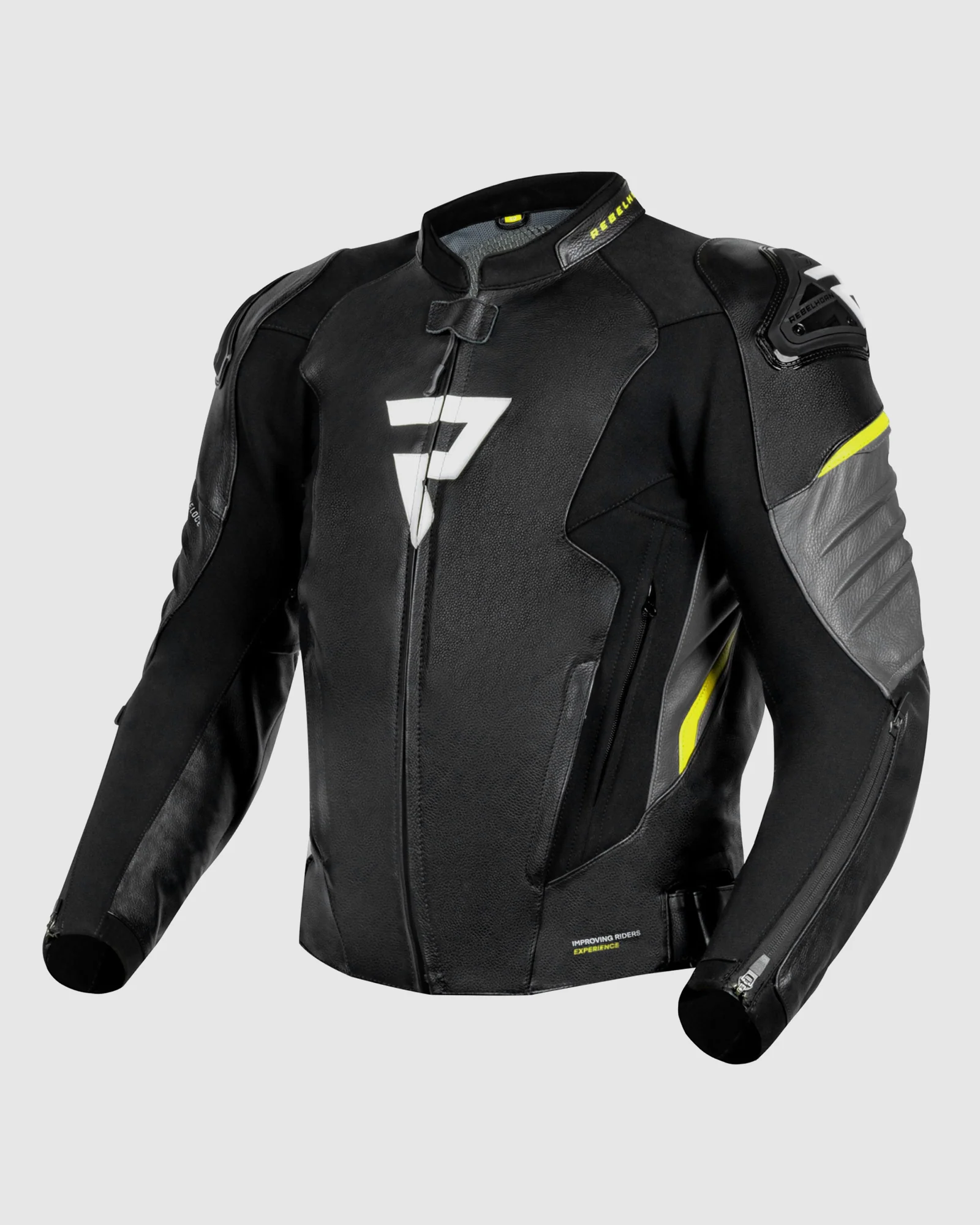 Veloce Leather Motorcycle Jacket Fluo Yellow