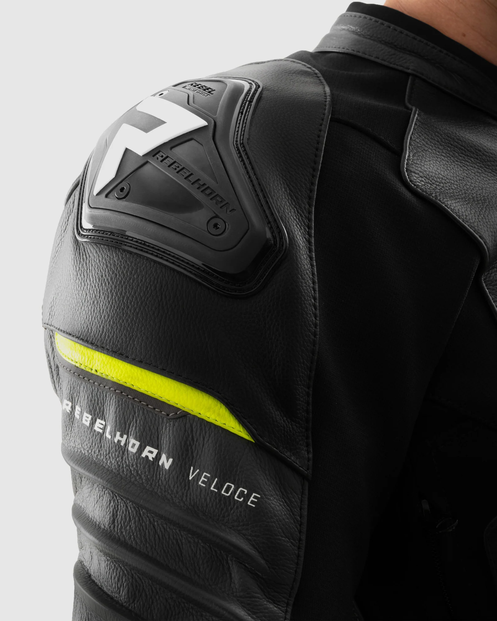 Veloce Leather Motorcycle Jacket Fluo Yellow - Image 13