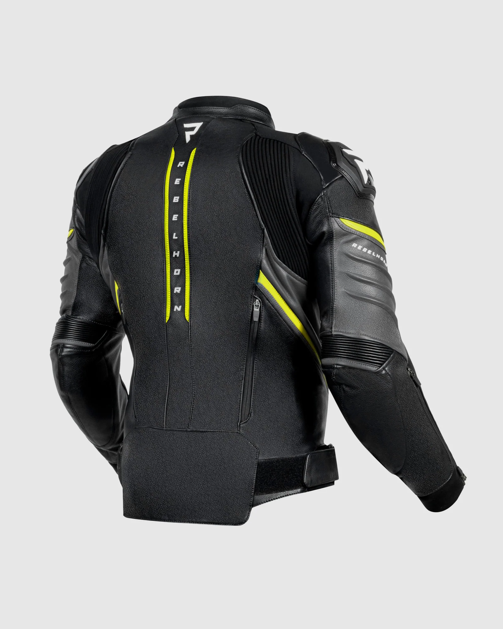 Veloce Leather Motorcycle Jacket Fluo Yellow - Image 2