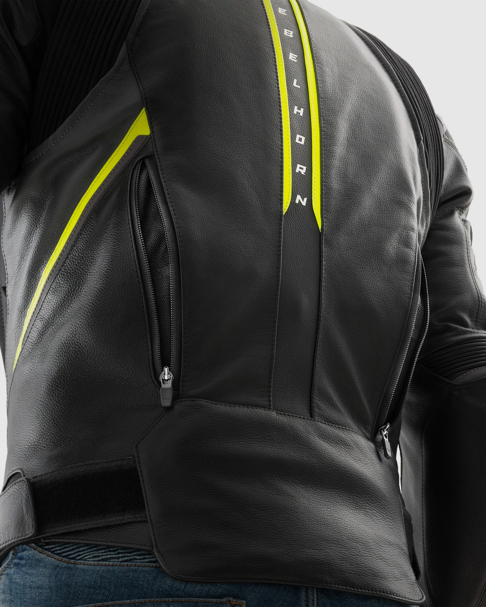 Veloce Leather Motorcycle Jacket Fluo Yellow - Image 5