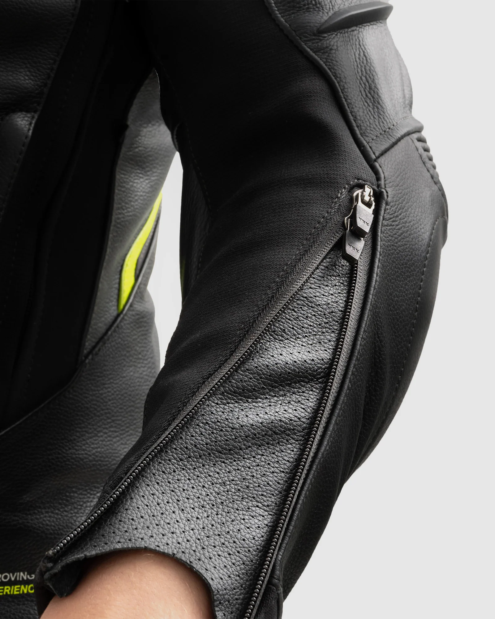 Veloce Leather Motorcycle Jacket Fluo Yellow - Image 6