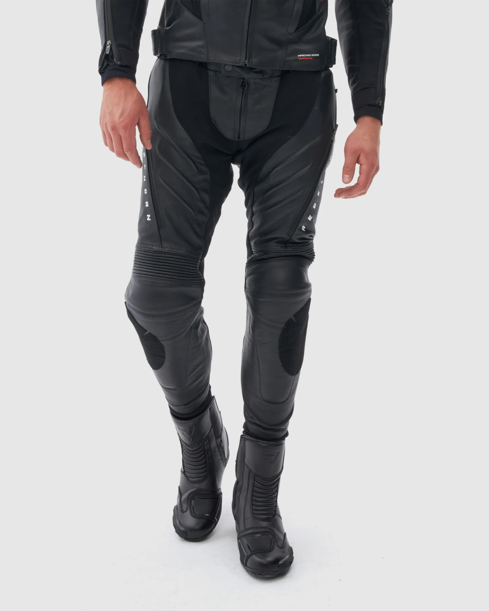 Veloce Leather Motorcycle Pants Black - Image 3
