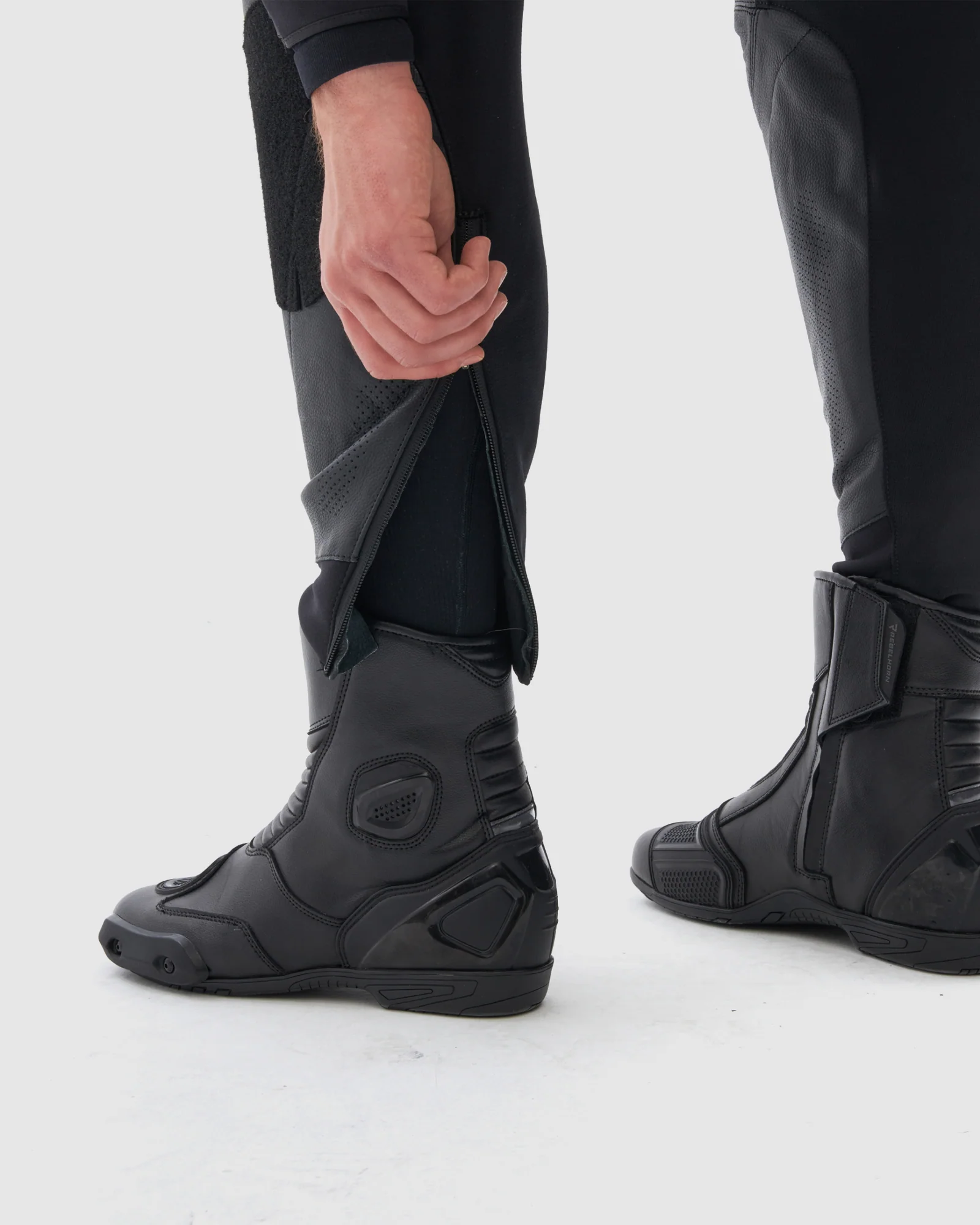 Veloce Leather Motorcycle Pants Black - Image 6
